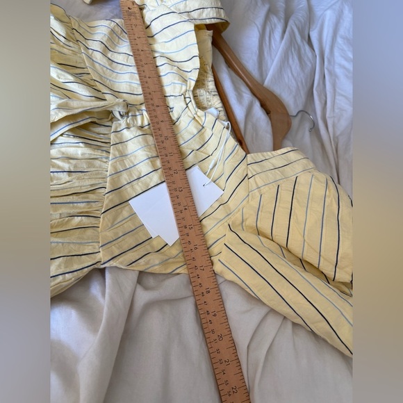 YAS NWT yellow midi dress size 8 striped bow front smocked midi - Picture 8 of 10